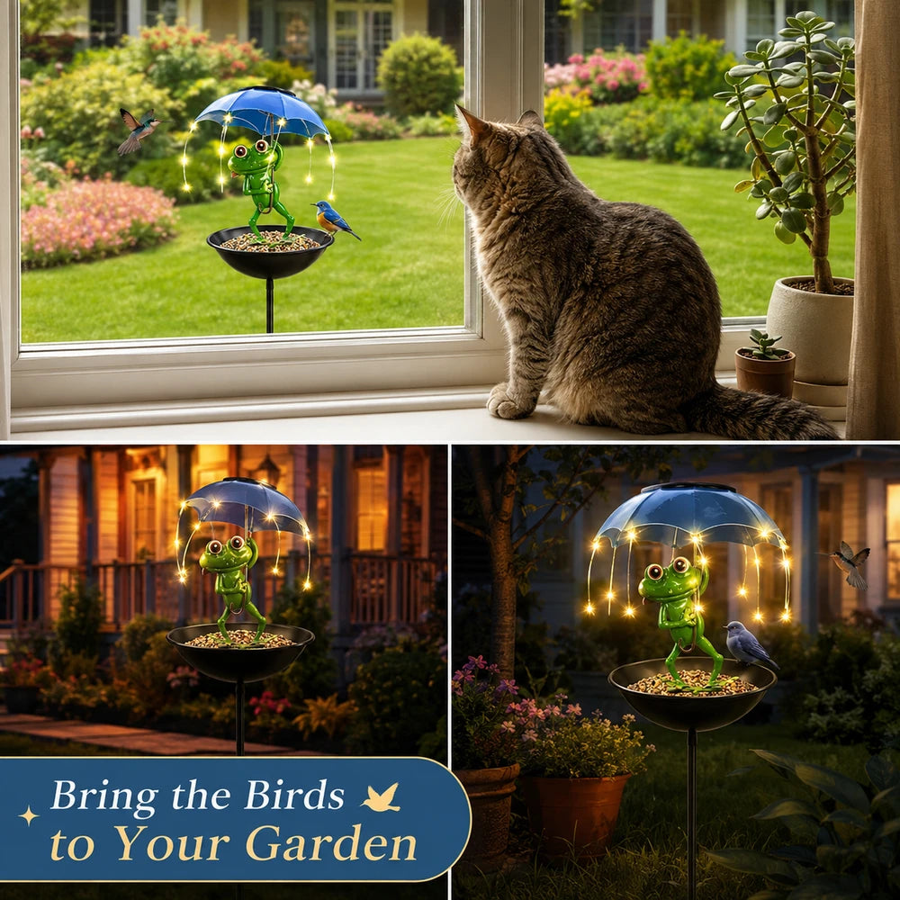 Solar Powered Frog Statue Garden Light