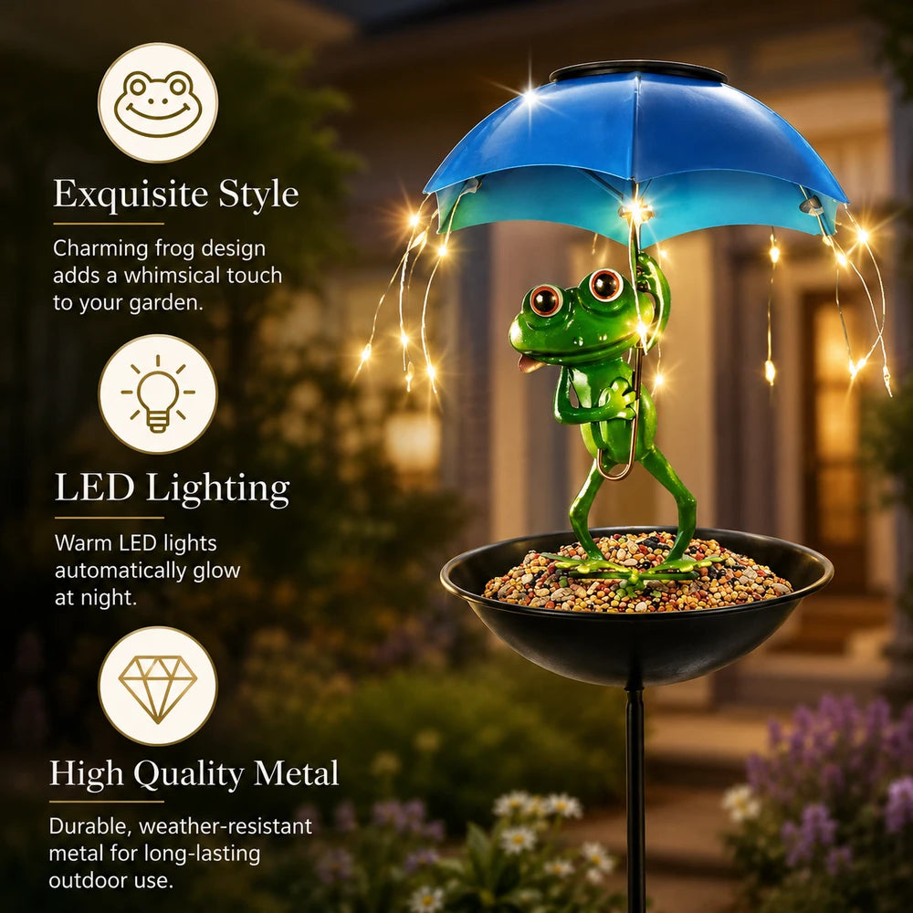Solar Powered Frog Statue Garden Light