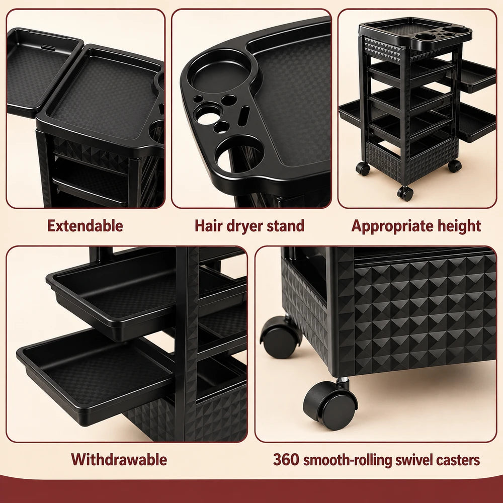 5-Tier Salon Rolling Cart