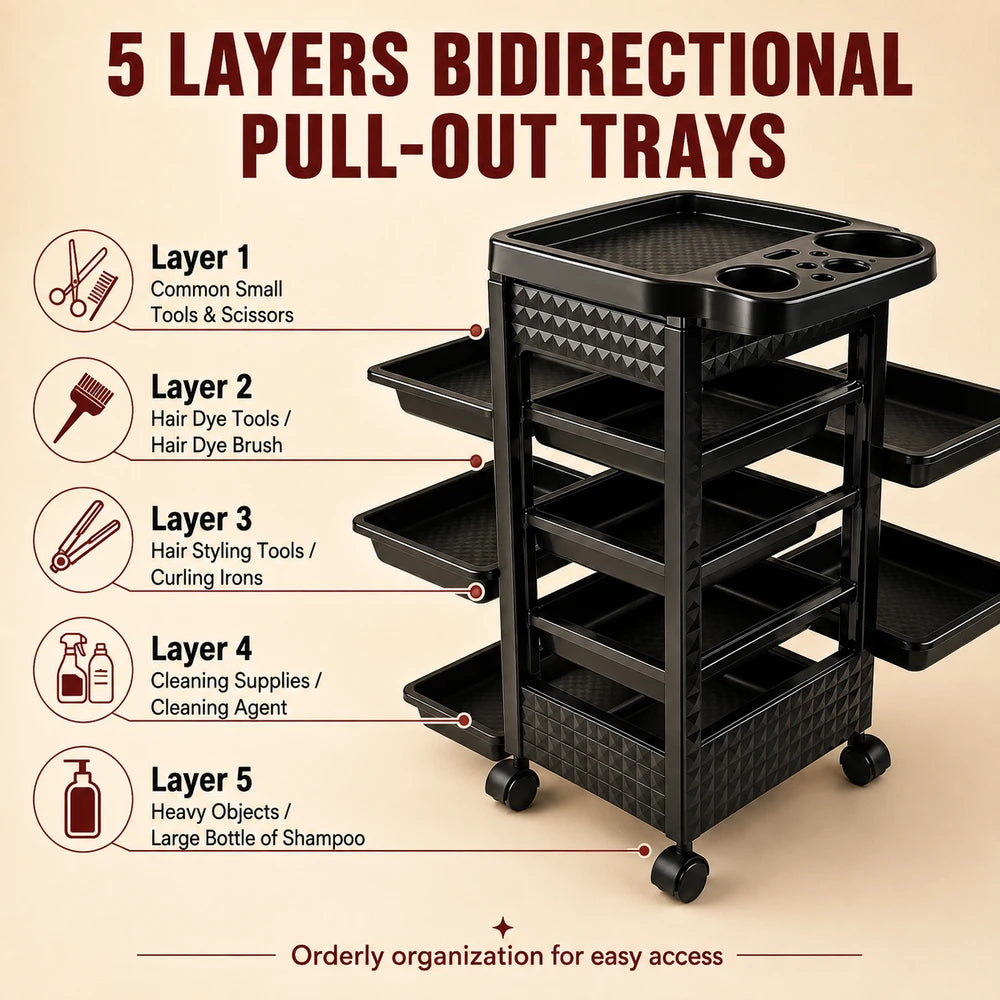 5-Tier Salon Rolling Cart