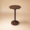 Brown Floral Wood Side Table
