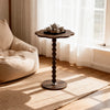 Brown Floral Wood Side Table