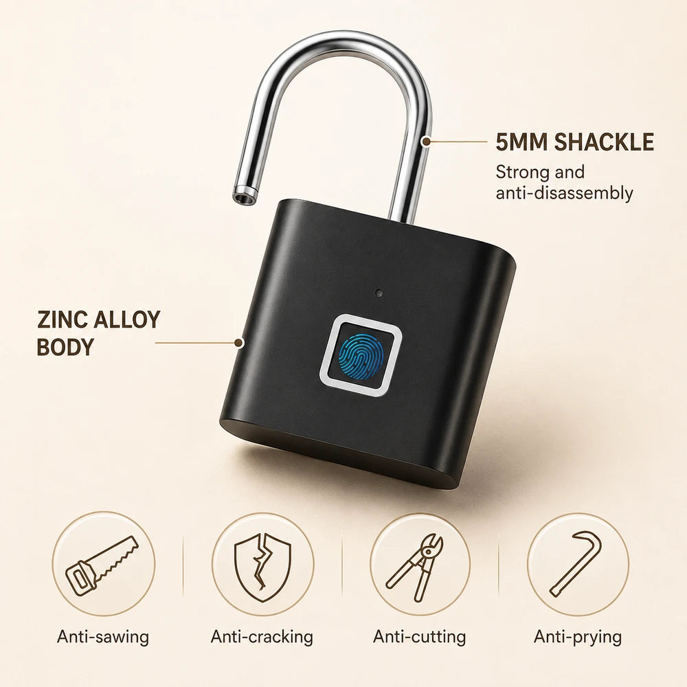 Keyless Smart Fingerprint Padlock