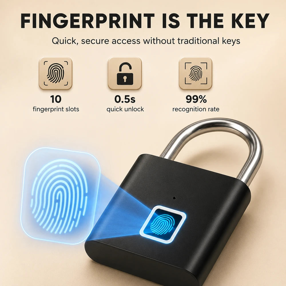 Keyless Smart Fingerprint Padlock