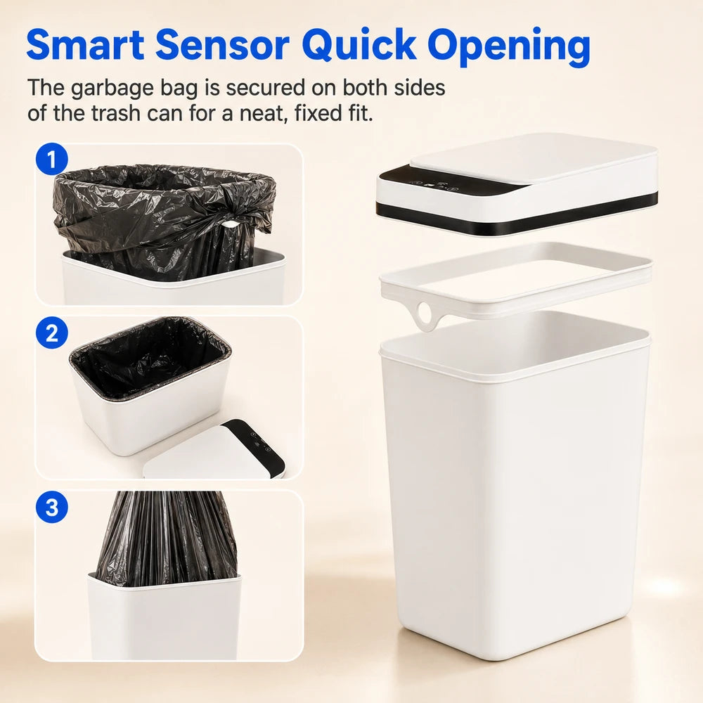 Slim Touchless Motion Sensor Bathroom Trash Can