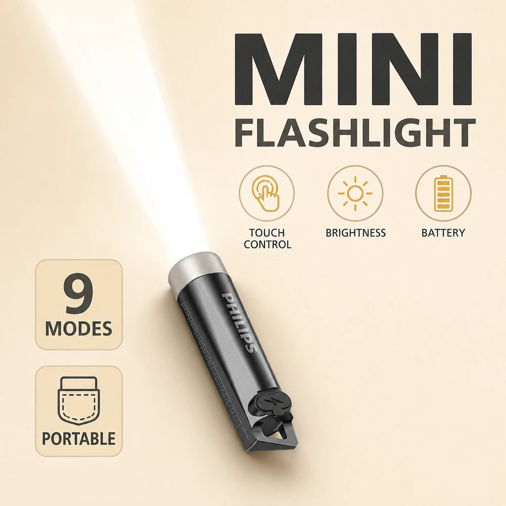 Philips Rechargeable Mini LED Keychain Flashlight