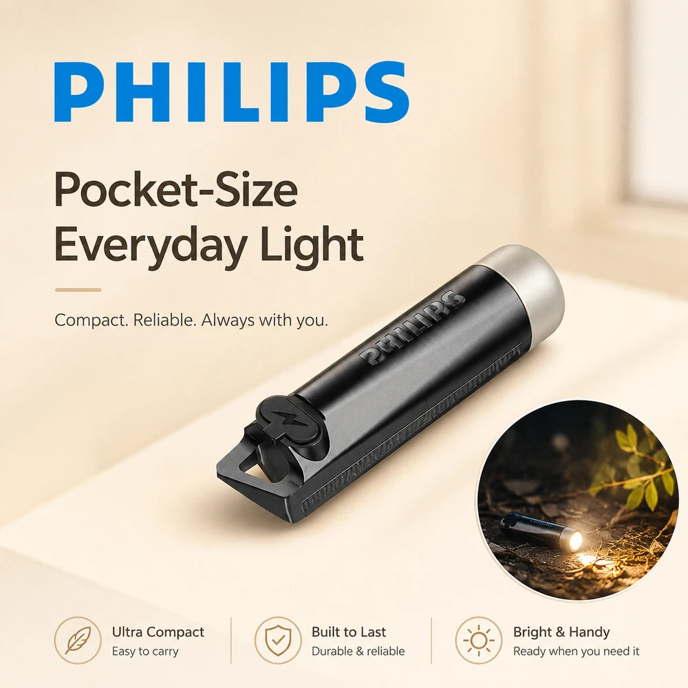 Philips Rechargeable Mini LED Keychain Flashlight