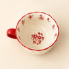 Vintage Red Floral Relief Ceramic Coffee Cup