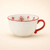 Vintage Red Floral Relief Ceramic Coffee Cup