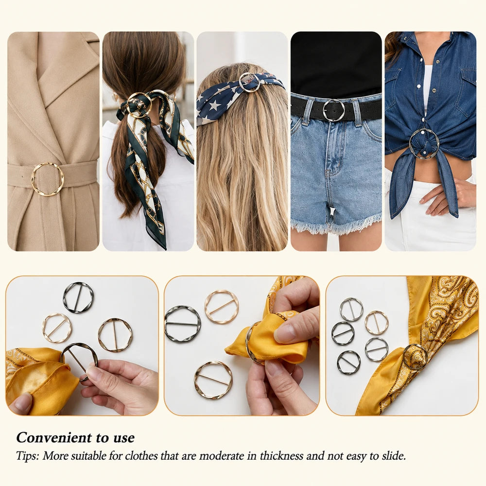 Multipurpose Shirt Ring Belt Scarf Buckle Set