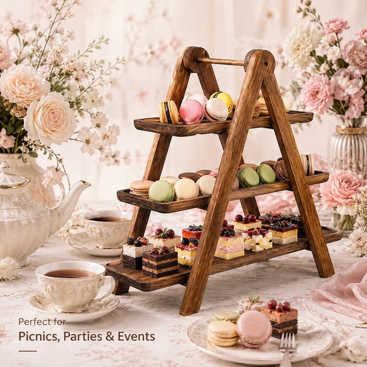 Wooden Three Tier Serving Tray