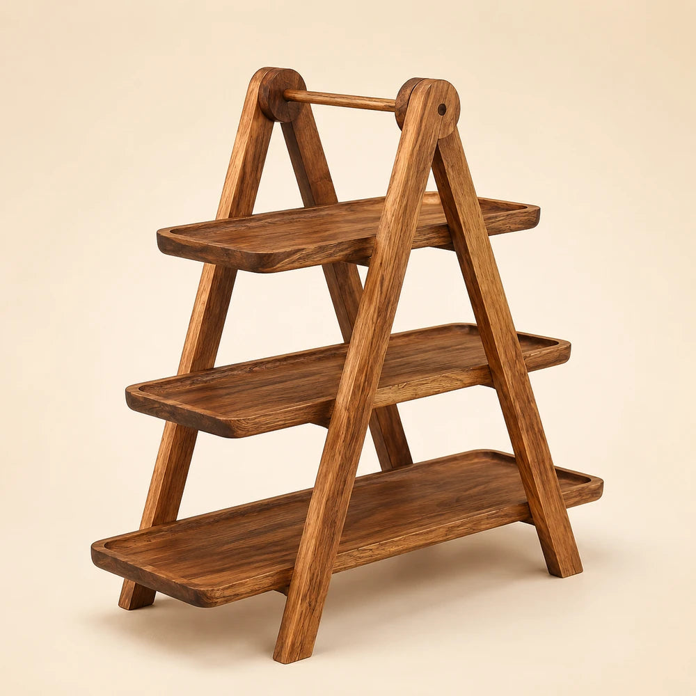 Wooden Three Tier Serving Tray
