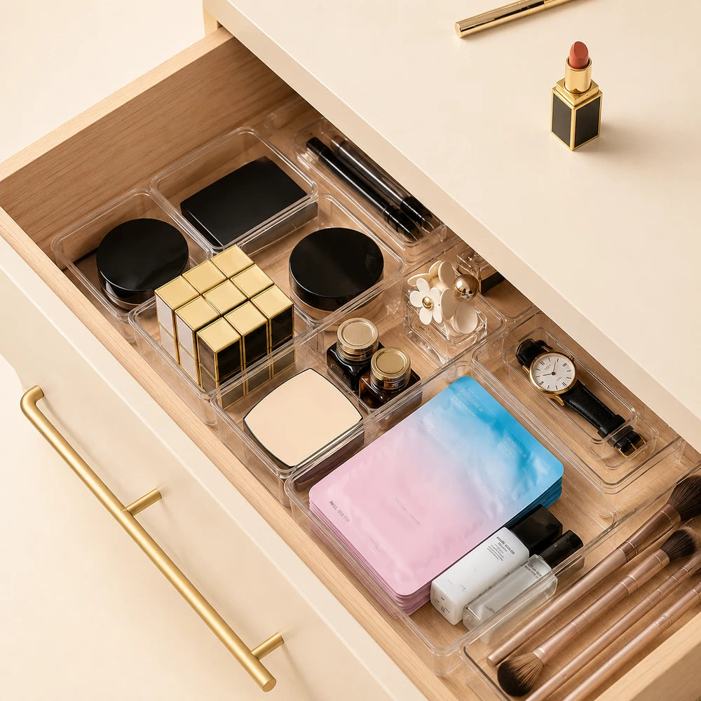 Transparent Plastic Drawer Storage Box Set