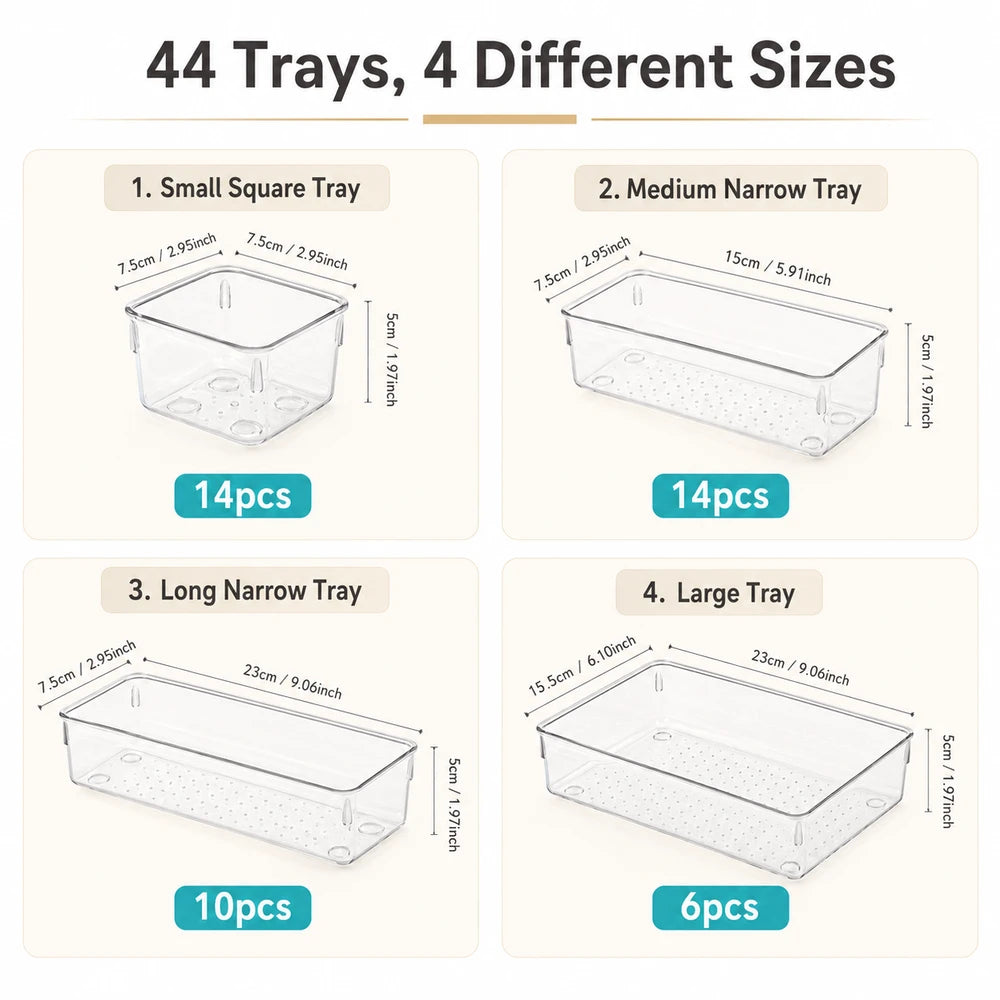 Transparent Plastic Drawer Storage Box Set