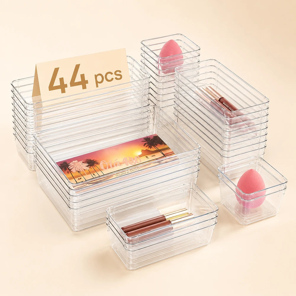Transparent Plastic Drawer Storage Box Set