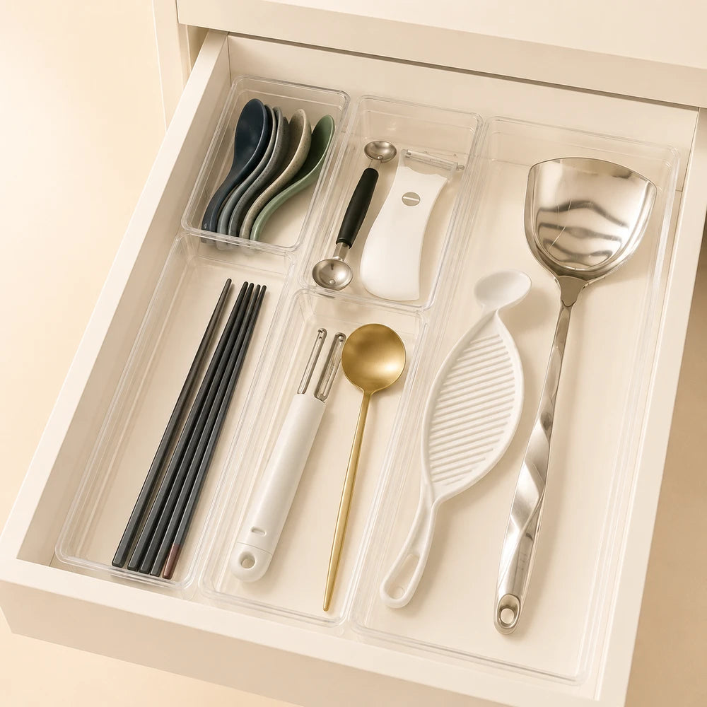 Transparent Plastic Drawer Storage Box Set