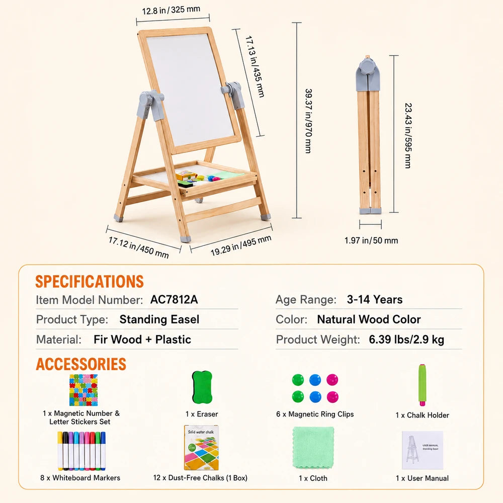 Standing Magnetic Drawing Board Art Easel