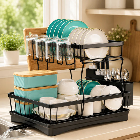 Large Two Tier Dish Drying Rack