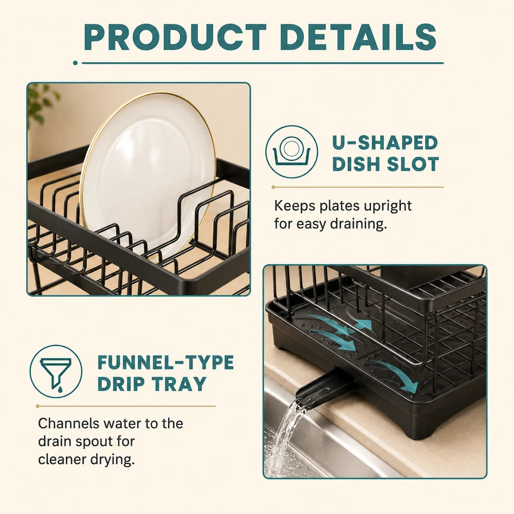 Large Two Tier Dish Drying Rack