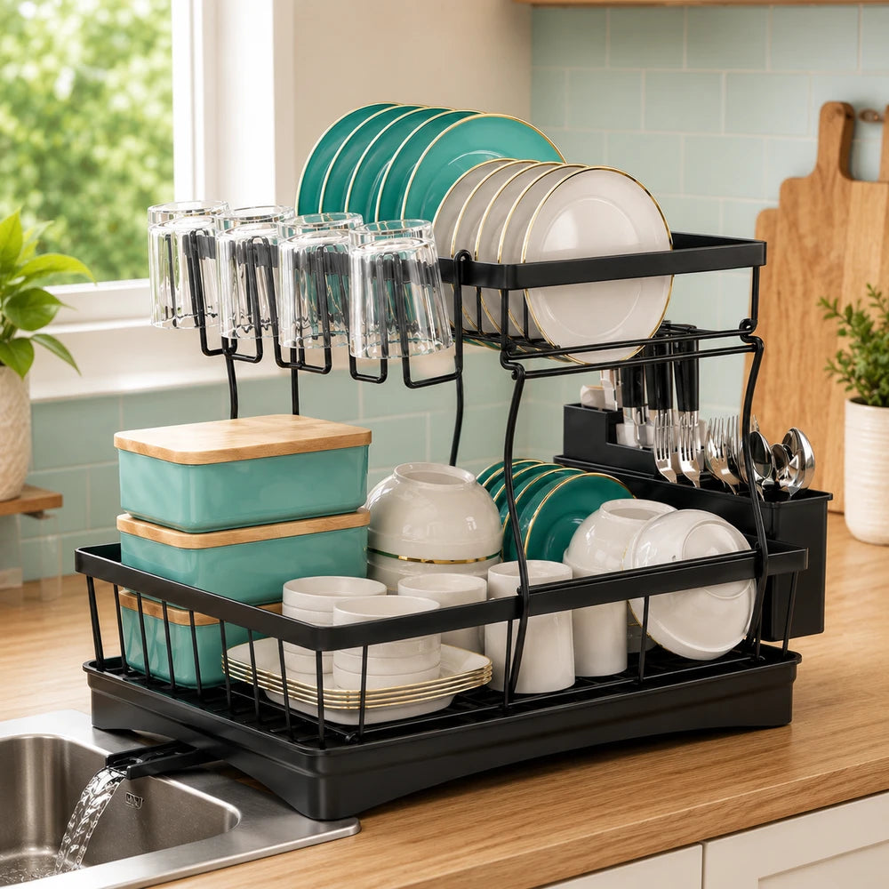 Large Two Tier Dish Drying Rack