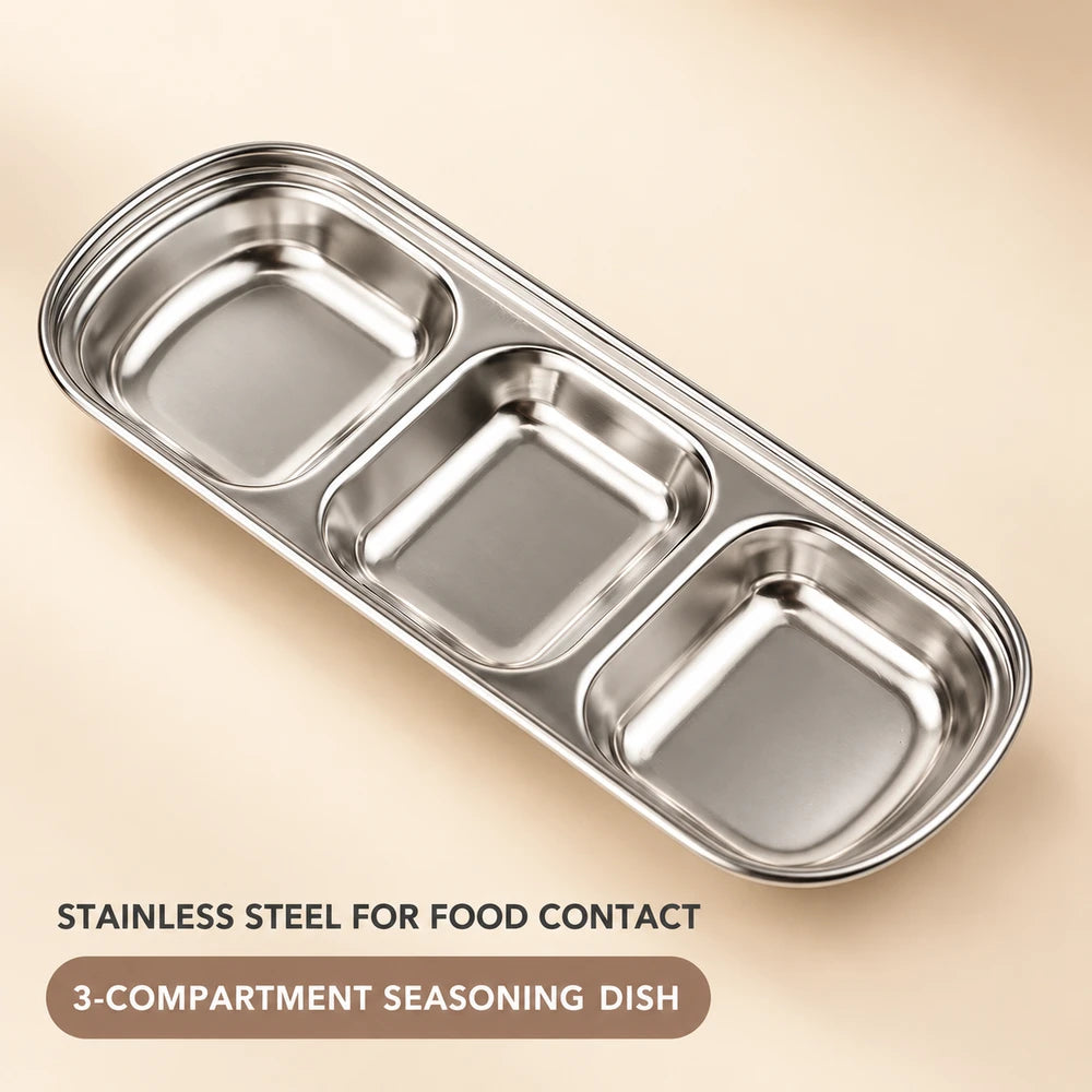 Stainless Steel 3-Compartment Dip Tray
