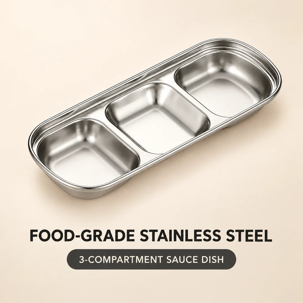 Stainless Steel 3-Compartment Dip Tray