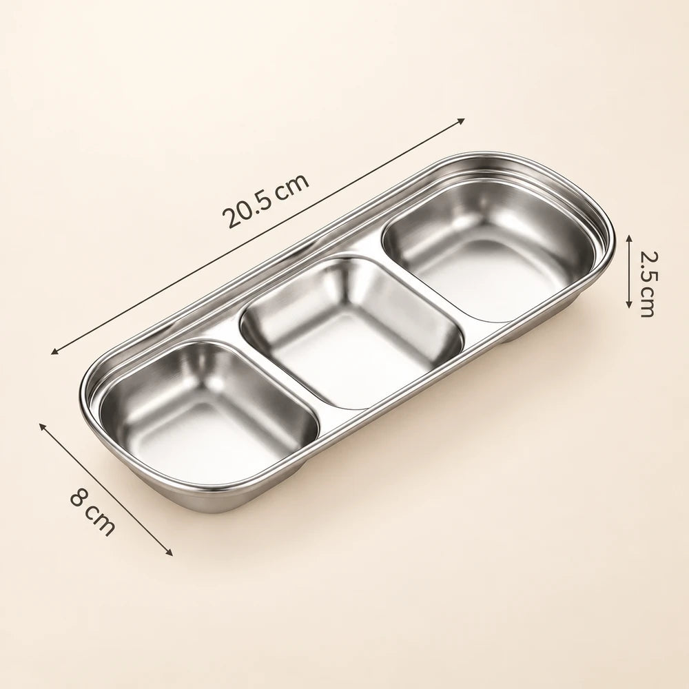 Stainless Steel 3-Compartment Dip Tray