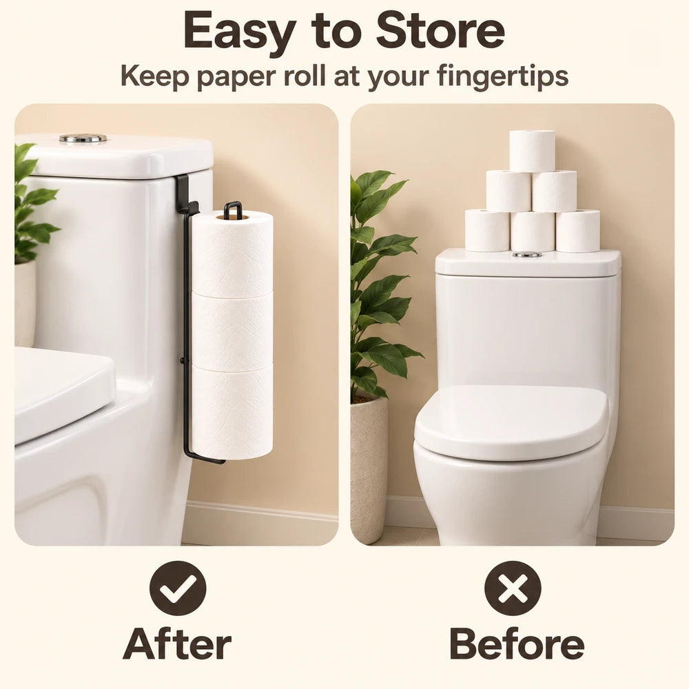 Self-Adhesive Black Iron Toilet Paper Holder