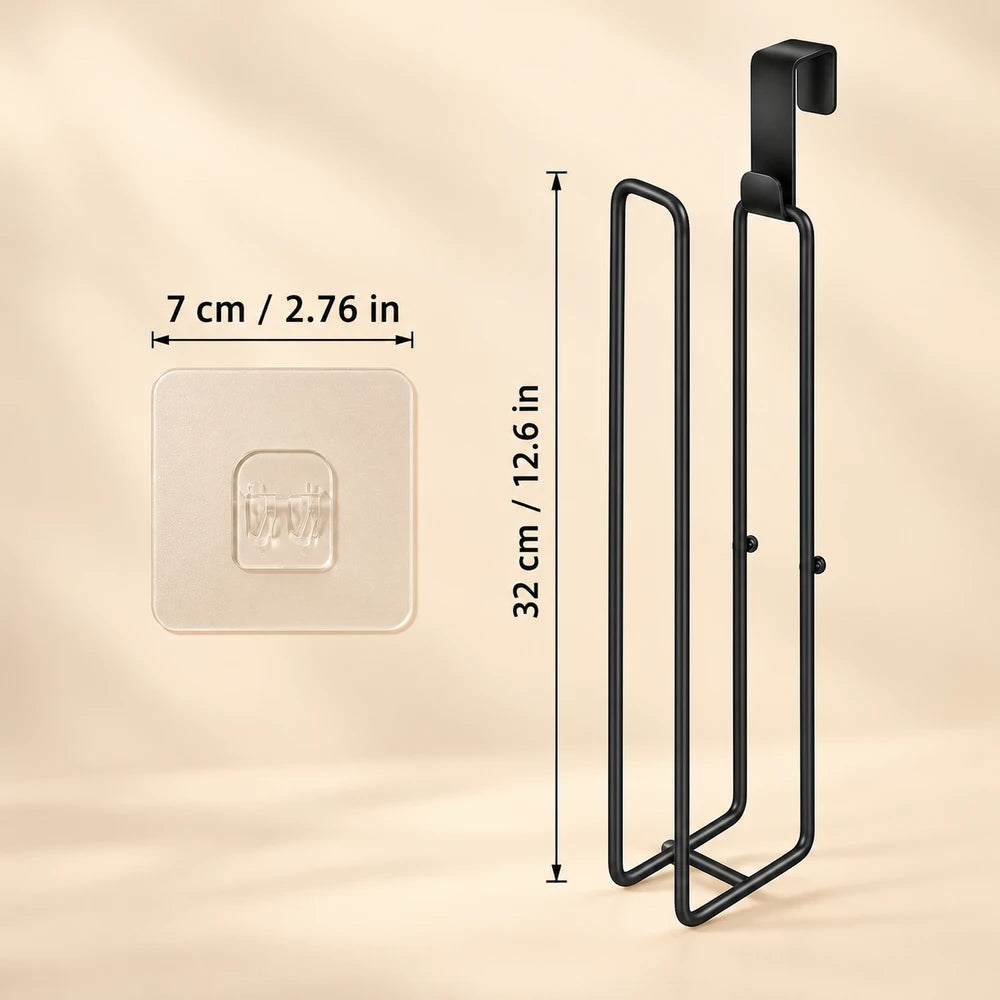 Self-Adhesive Black Iron Toilet Paper Holder
