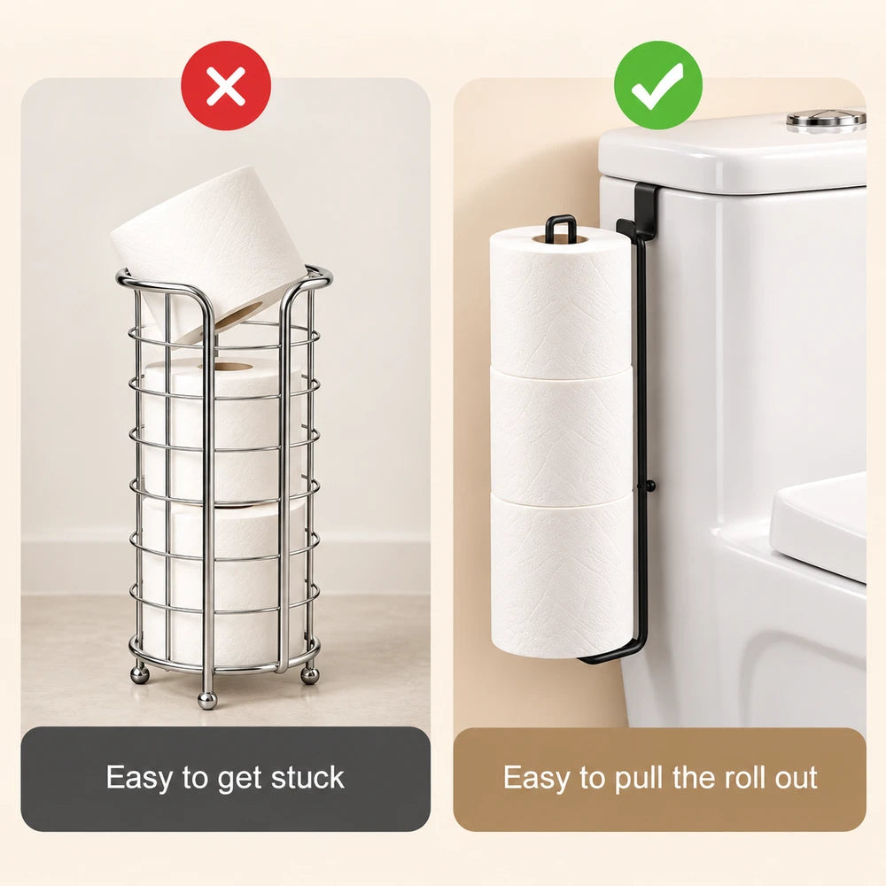Self-Adhesive Black Iron Toilet Paper Holder