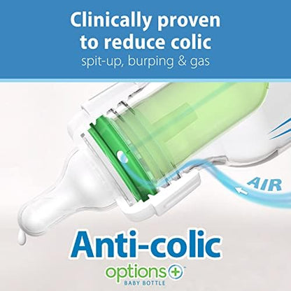 Natural Flow Anti-Colic Options+ Narrow Baby Bottle 4 oz/120 mL, with Level 1 Slow Flow Nipple