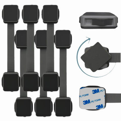 6 Pack Black Child Proof Cabinet Locks No Drilling Easy Installation Adjustable & Reusable
