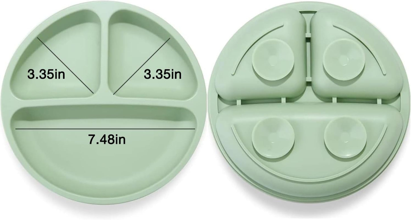 Unbreakable Silicone Baby and Toddler Plates 3 Pack  Non-Slip -Microwave Safe  Silicone