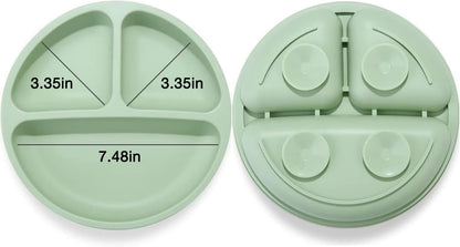Unbreakable Silicone Baby and Toddler Plates 3 Pack  Non-Slip -Microwave Safe  Silicone