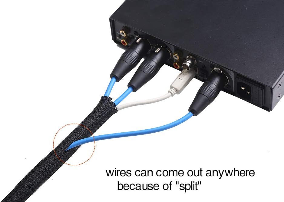 10ft 1/2 inch Cord Protector Wire Loom Tubing Cable Sleeve Split Sleeving For USB Cable