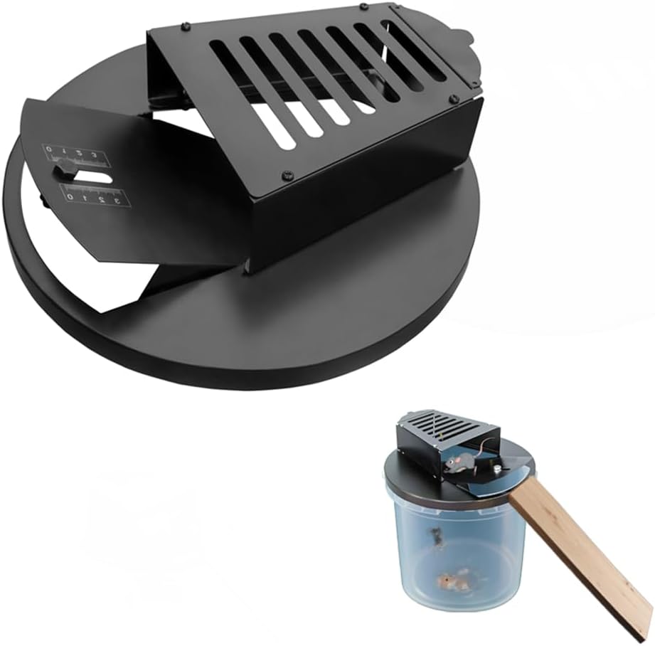 5 Gallon Bucket Mouse Trap Lid Heavy-Duty Metal Flip-Top (Bite-Proof) Auto Reset Repeat Catch