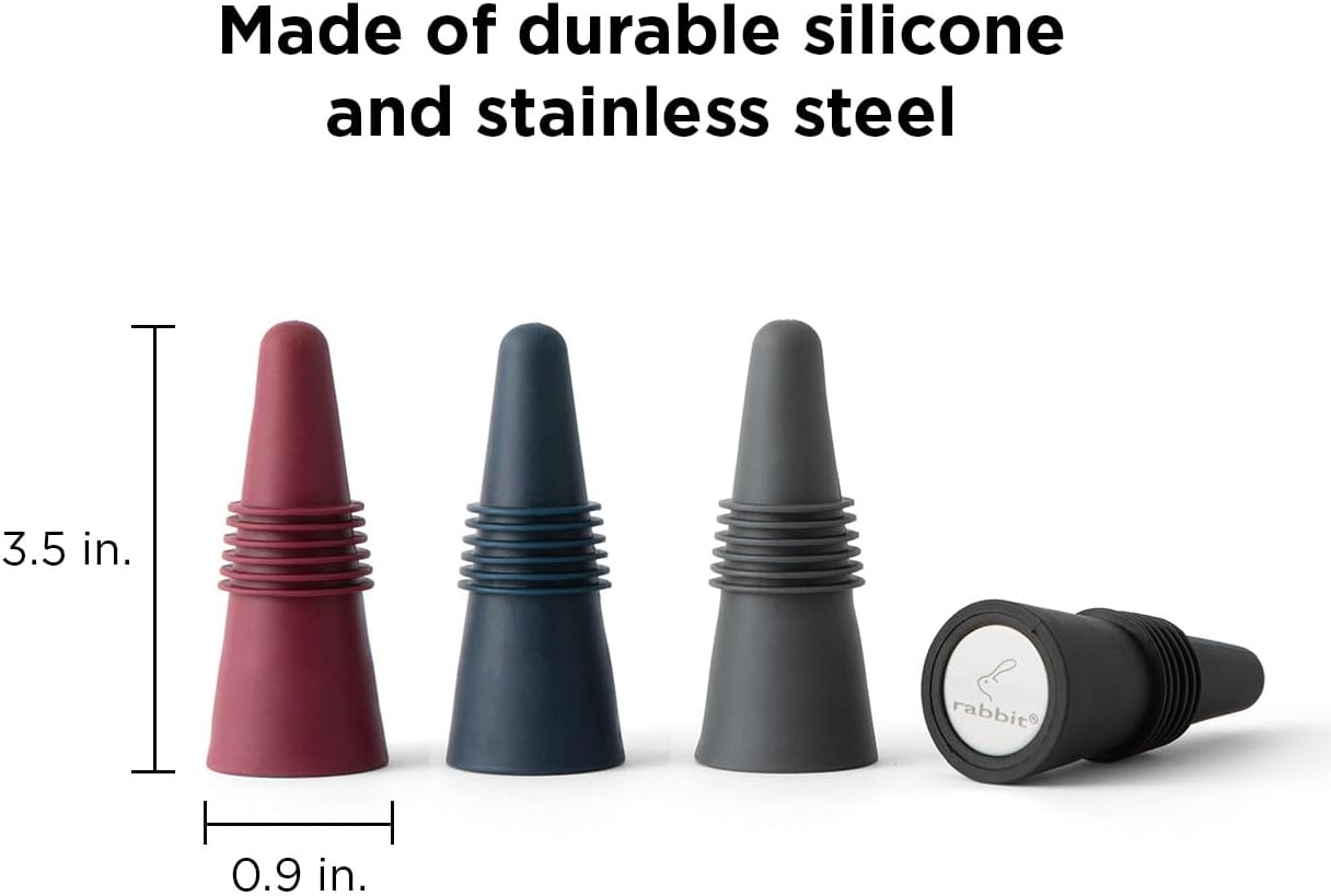 Bottle Stoppers Set of 4 Multicolor Wine Bottle Caps to Preserve Freshness Stylish and Durable