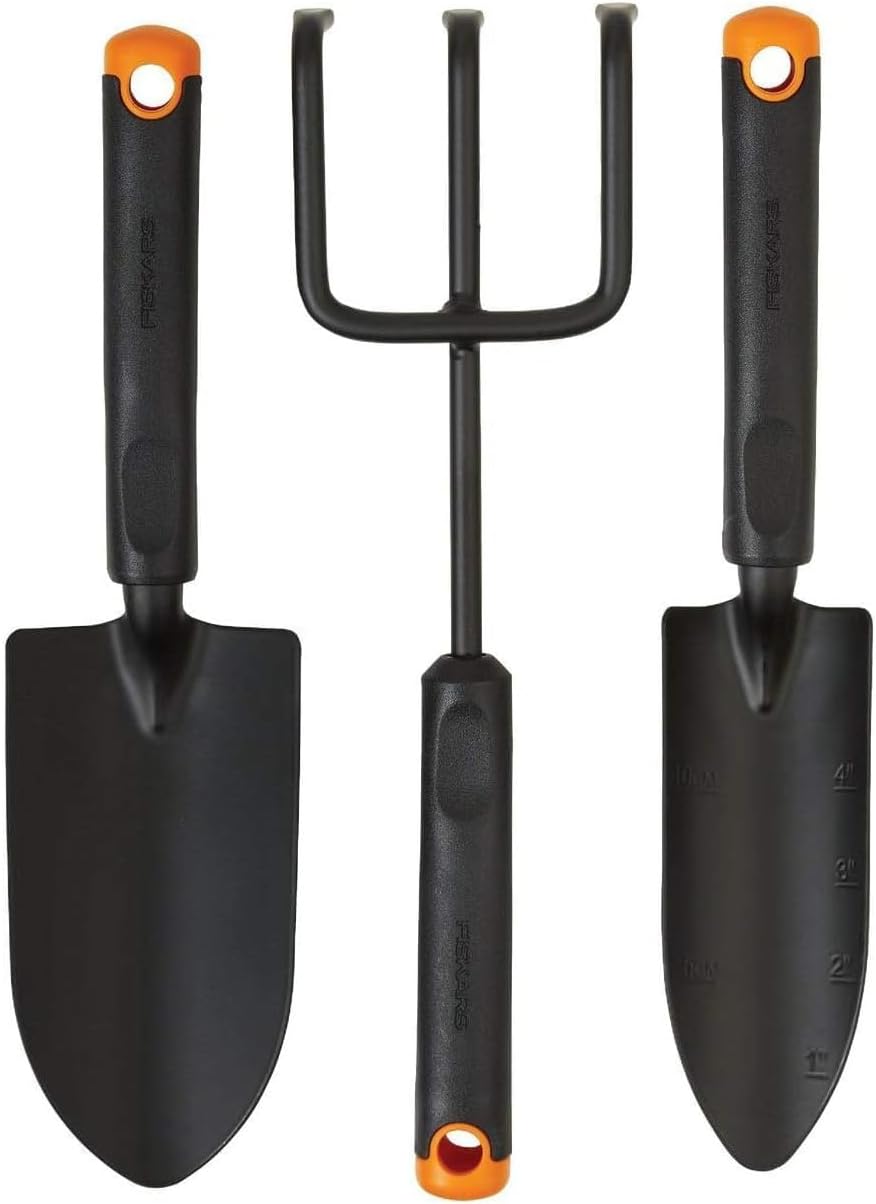 3 Piece Garden Tool Set Trowel Transplanter Cultivator Rust-Resistant Steel Heads