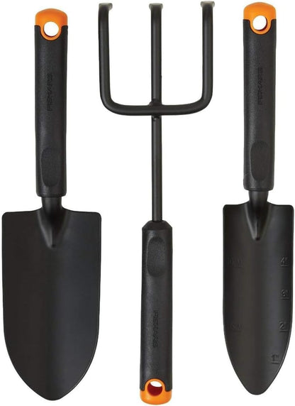 3 Piece Garden Tool Set Trowel Transplanter Cultivator Rust-Resistant Steel Heads