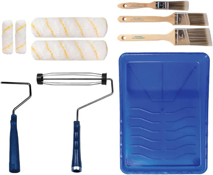 Paint Roller Kit Brush & Roller 10 Piece Set Wall Painting Naps for Professionals & Homeowners
