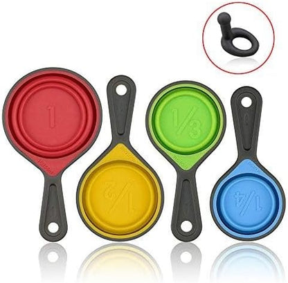 Collapsible Measuring Cup 8 Piece Measuring Tools and 1 Funnel Engraved Metric US Markings for Liquid