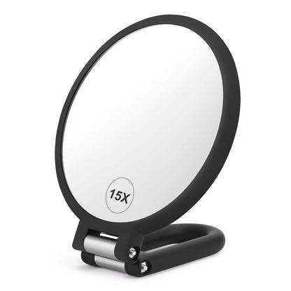 Handheld Mirror Double Sided 1X 15X Magnification Hand Mirrors, Travel Folding Hand Held Mirror