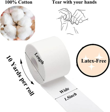 5 Pack White Sports Tape Very Strong No Sticky Residue Wrist Ankle Tape for Gymnastics Boxing Lacrosse
