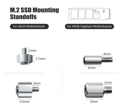 M.2 Standoff and Mounting Screws for Asus ASRock Gigabyte MSI Motherboard & Nvme SSD, for Laptop PC Repair