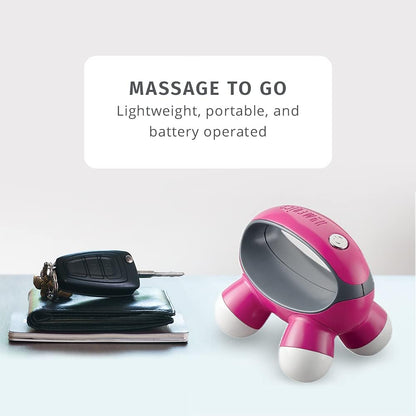 Mini Hand-Held Massager with Hand Grip Battery Operated Vibration Massage 4 Massage Nodes
