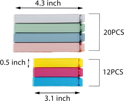 32 PCS Plastic Chip Clips for Food Packages Curved Design Sealing Bag Clips for Food Kitchen