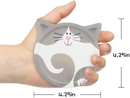 Cat Themed Absorbent Ceramic Drink Coasters for Cat Lovers Decor Birthday, Christmas