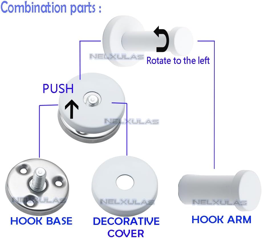 White Stainless Steel Single Super Heavy Duty Wall Mount Hook Coat Hanger Bath Towel Hooks