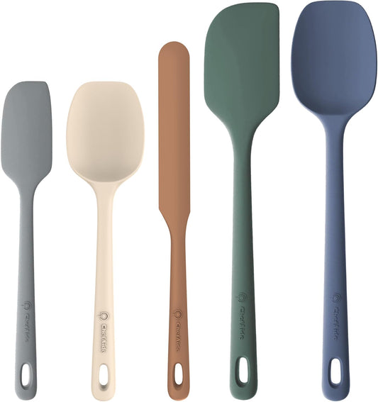 5 Pieces Food Grade Rubber Spatula Upgrade Strong Handle with Ergonomic Grip Heat Resistant