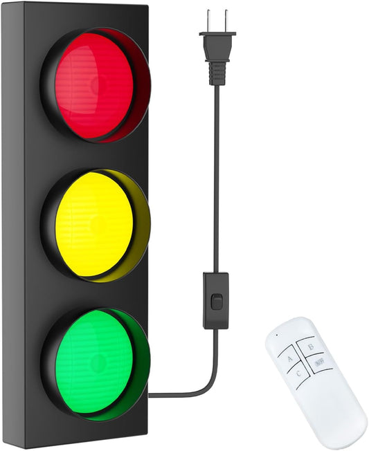 Traffic Light Lamp Decor on Wall Remote Control LED with Easy Installation Stop Signal Adjustable